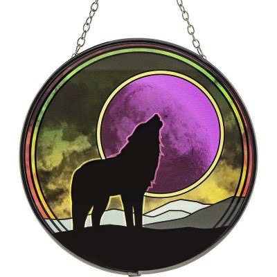 Glass Sun catcher Wolf/Moon