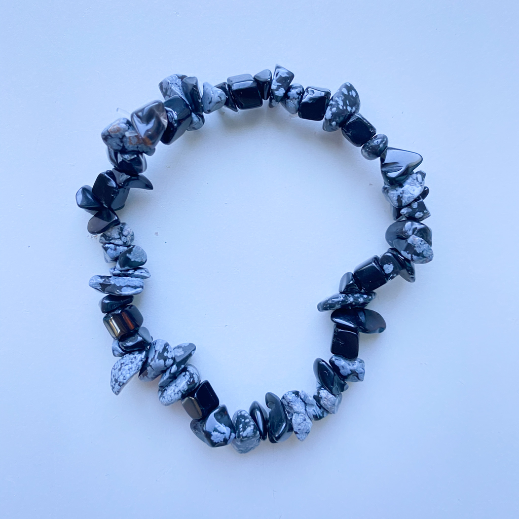 Bracelet Chip Flocon de Neige Obsidienne