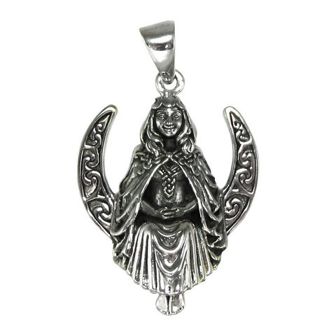 Pendentif Argent Déesse Lune Assise