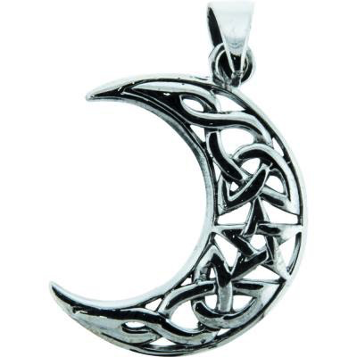 Pendant crescent moon pentacle sterling silver