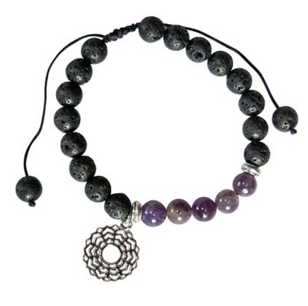 Chakra bracelet amethyst & lava crown