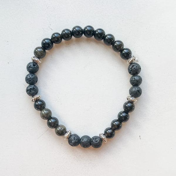 Scorpio 6mm astrology bracelet- Goldsheen Obsidian