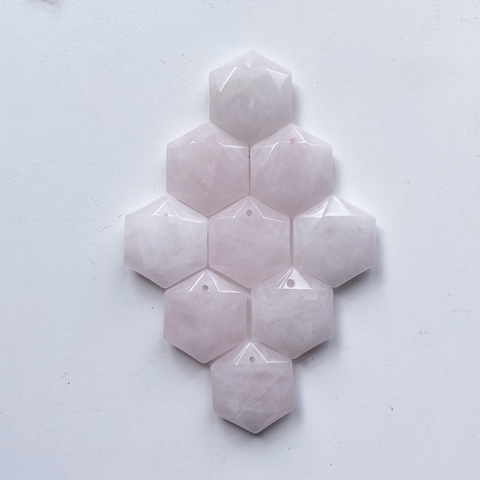 Hexagon Rose Quartz drilled