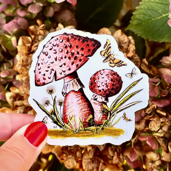 Handmade sticker - mushroom moth