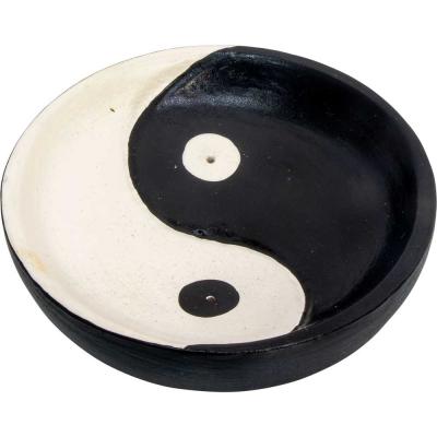 Porte-encens rond en bois Yin Yang