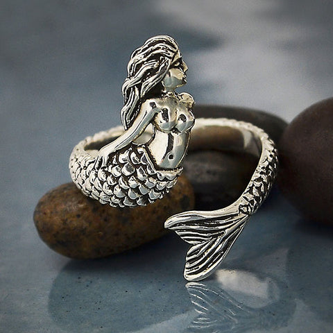 Ring mermaid adjustable sterling silver