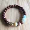 Bracelet amazonite with brass Buddha & walnut beads