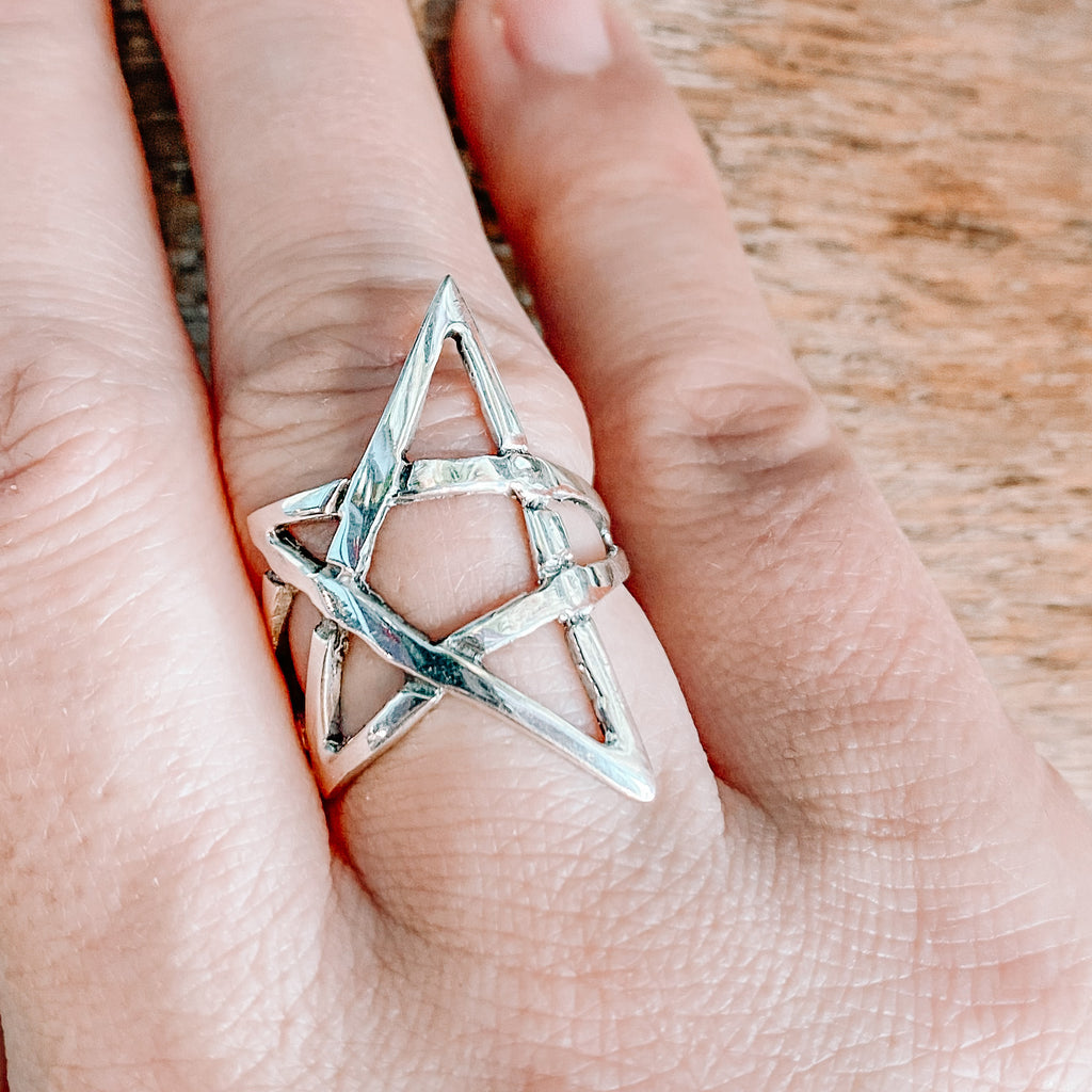 Deformed pentagram ring sterling silver