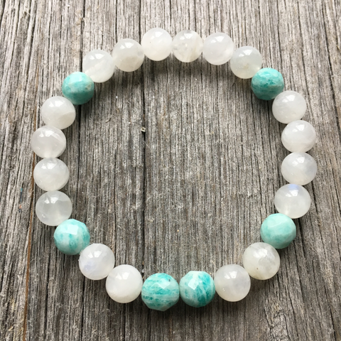 Bracelet 8mm amazonite/moonstone