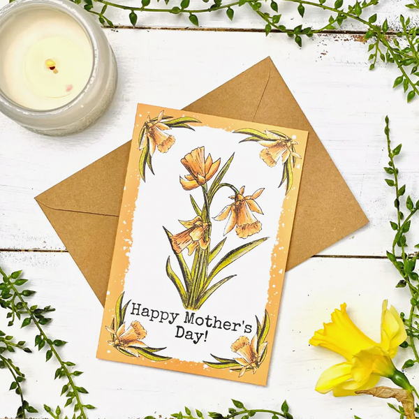 Hand Illustrated Greeting Card - Mother's Day Daffodil