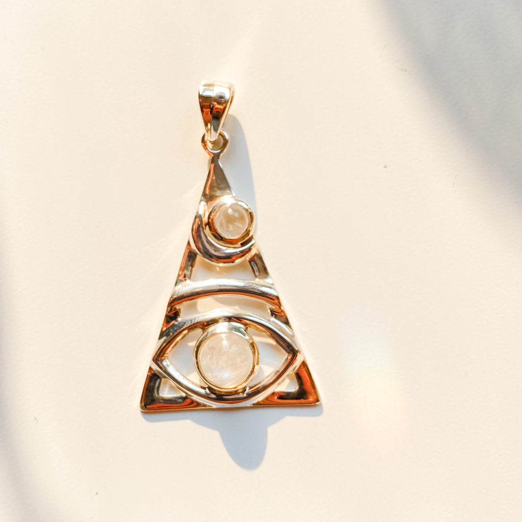 Pendentif Pierre de Lune All Seeing Eye Argent Sterling