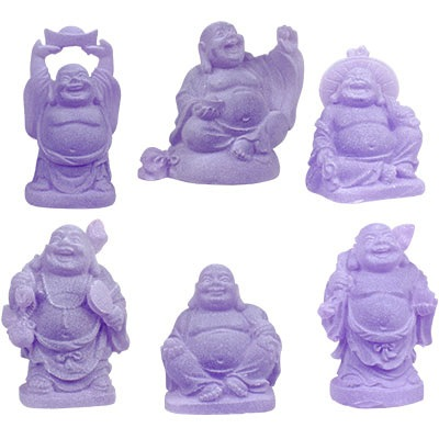 Statues Bouddha violet lot de 6 - brillent dans le noir