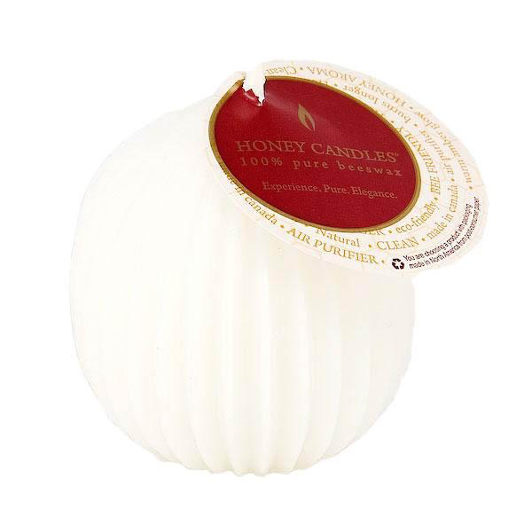 Fluted Sphere Pearl Beeswax Candle