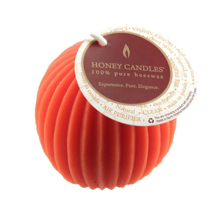 Fluted Sphere Tangerine Beeswax Candle