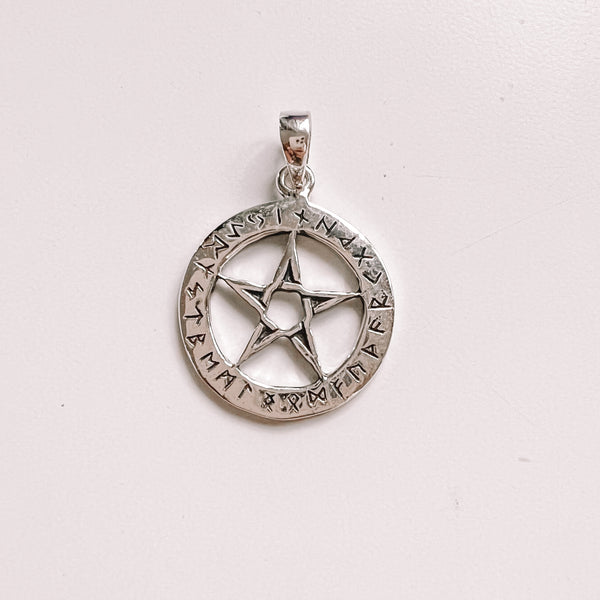 Pendentif rune pentacle argent sterling