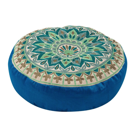 Coussin de méditation rond Mandala Turquoise