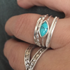 Ring 5 band turquoise sterling silver