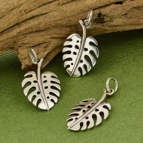 Pendentif feuille de monstera en argent sterling