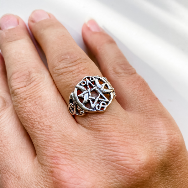 Ring pentacle sterling silver