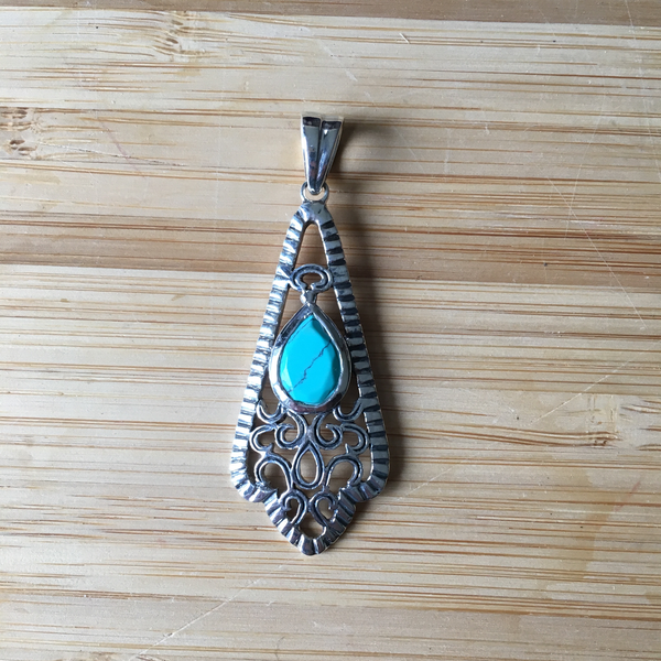 Pendentif goutte turquoise en argent sterling