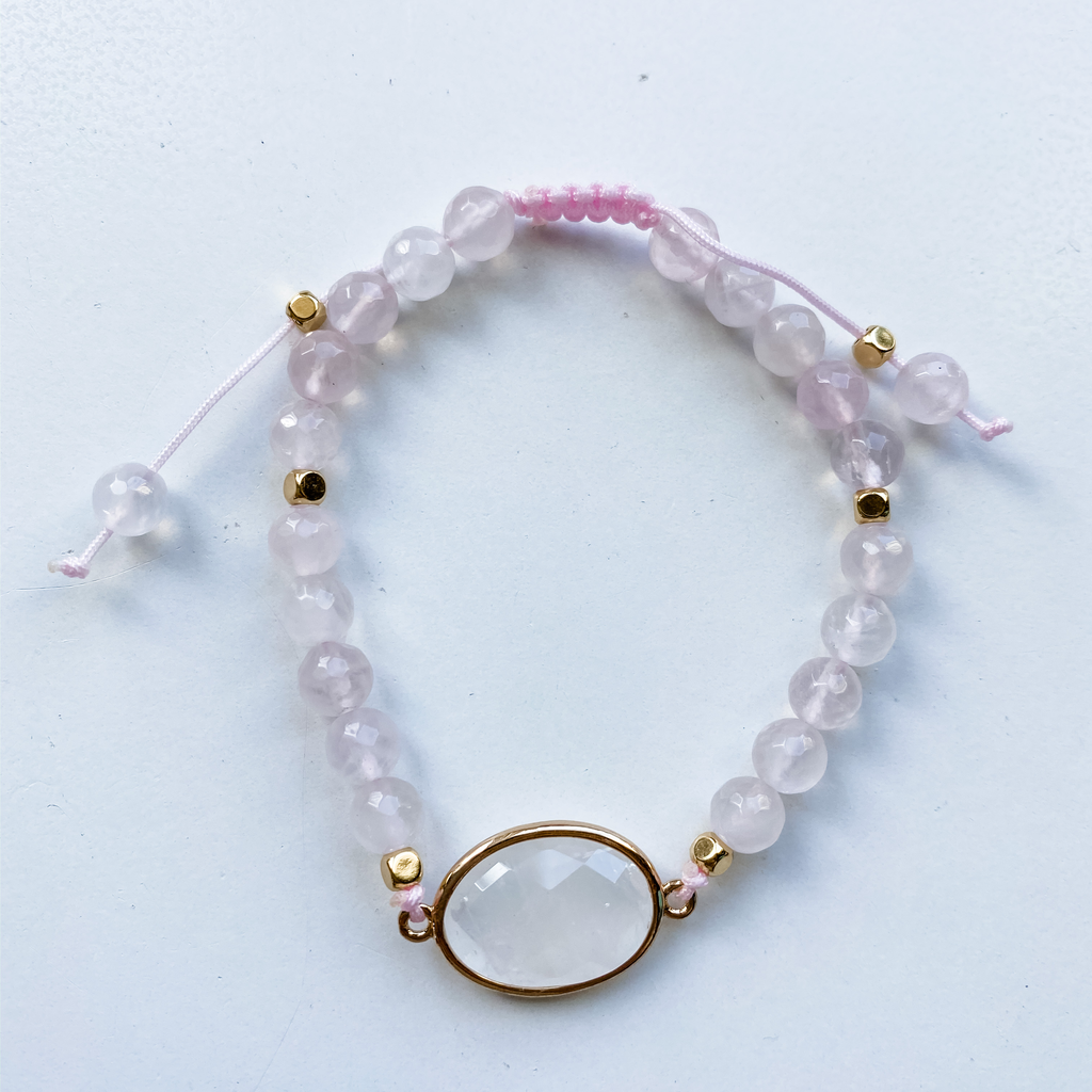 Rose quartz braided bead bracelet