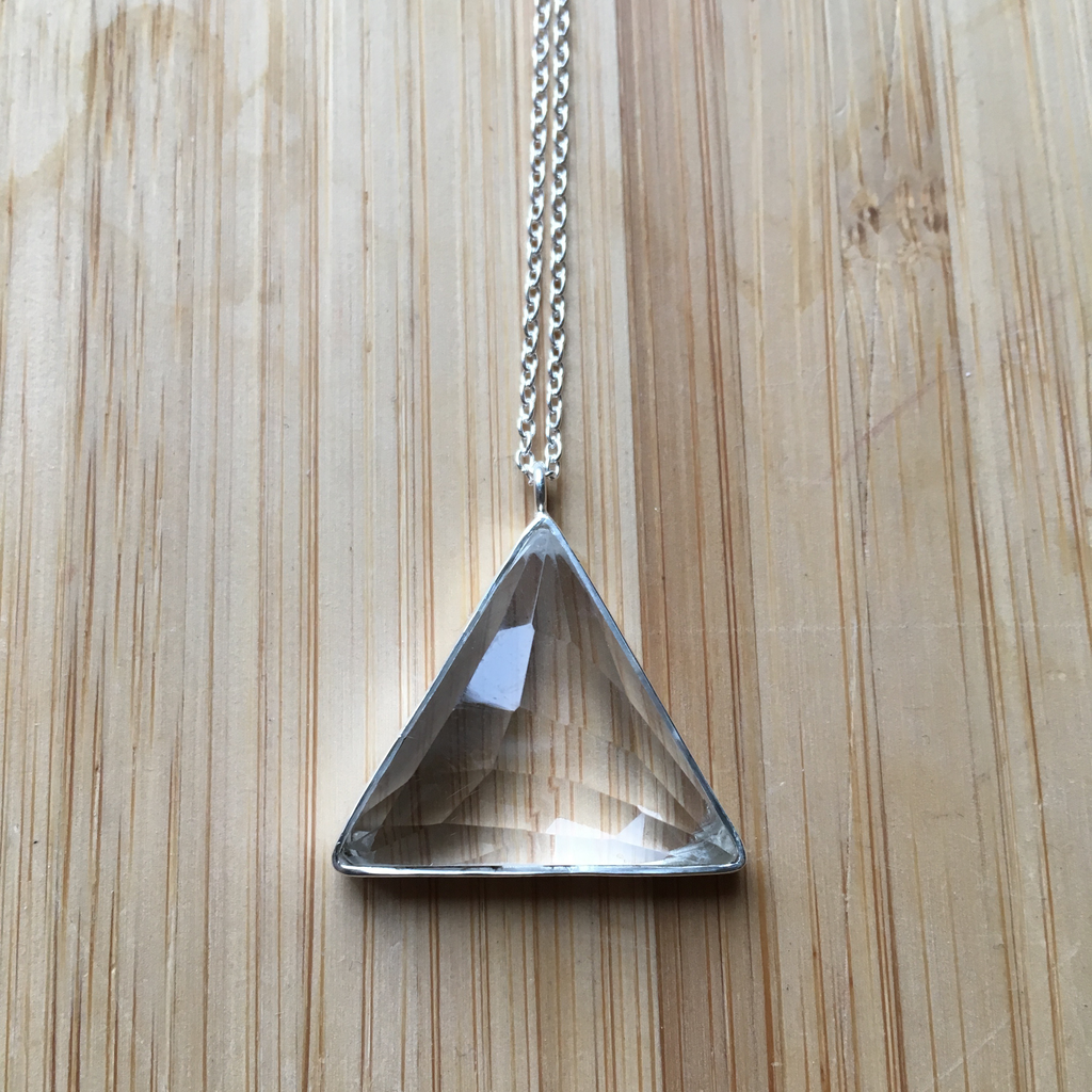 Necklace quartz triangle sterling silver
