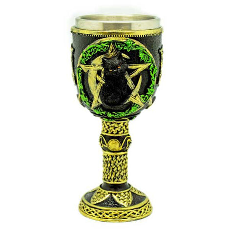 Goblet Magickal Cat on Pentagram