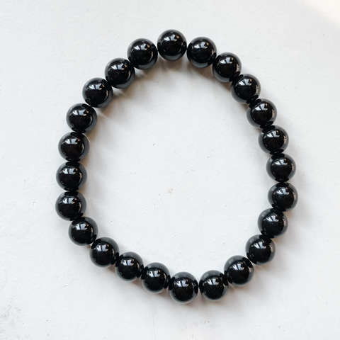 Bracelet 8mm black obsidian bead