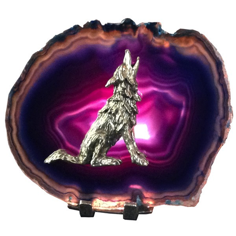Agate slice wolf pewter