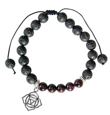 Bracelet chakra grenat & racine de lave