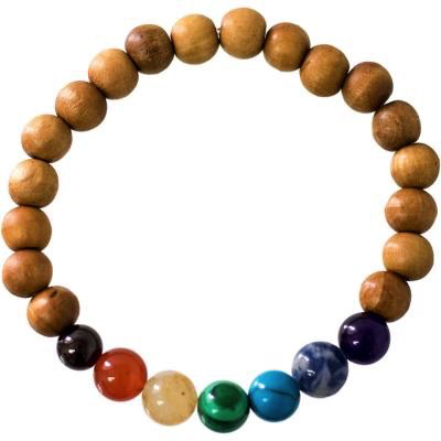 Bracelet bois de santal avec pierres chakra