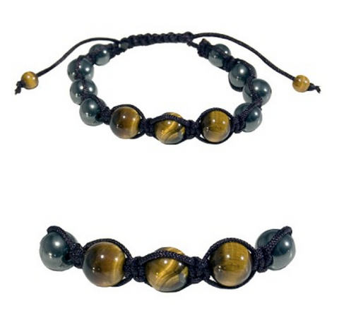 Bracelet Shamballa - Oeil de Tigre & Hématite