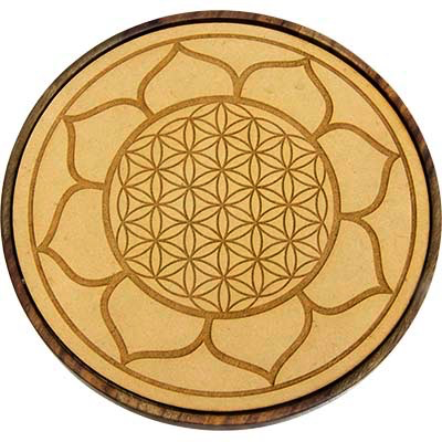 Wood crystal grid - lotus flower 5.75”