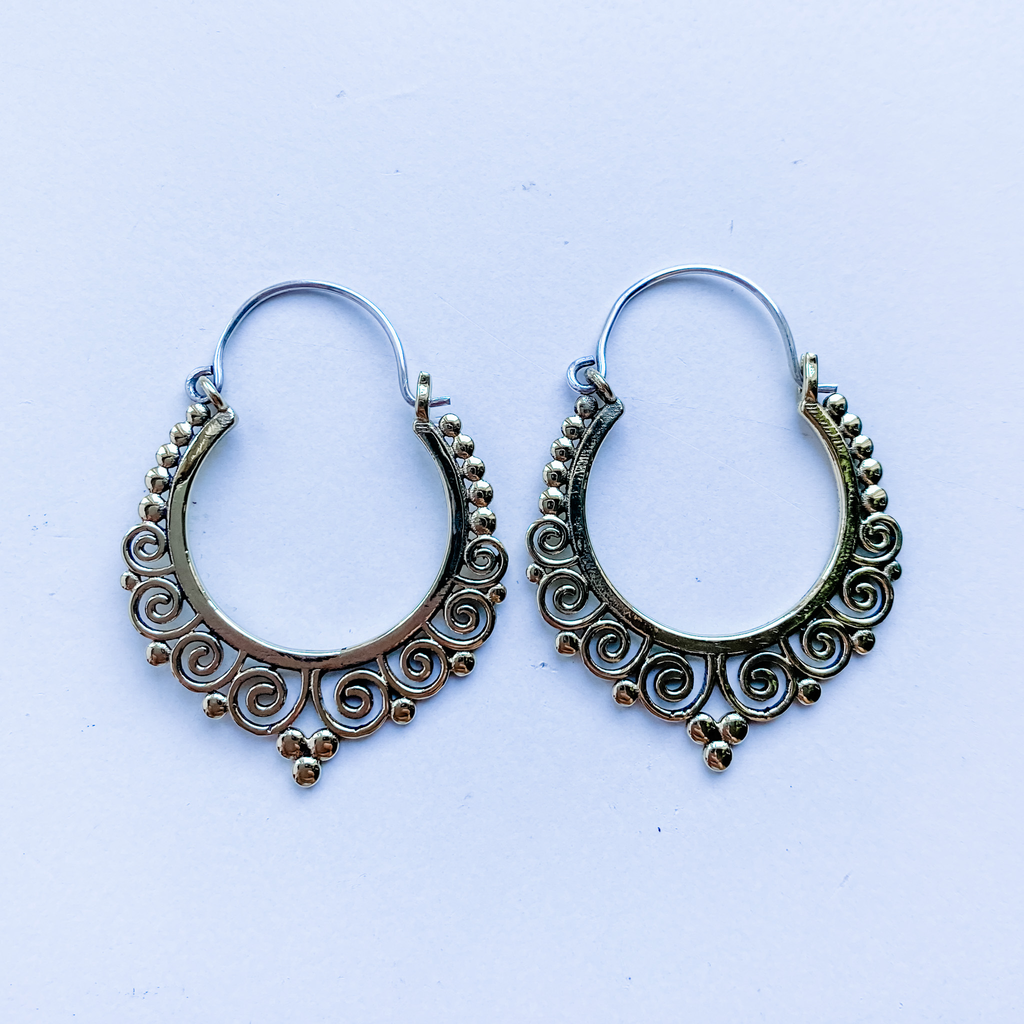Earrings brass filagree (hanger is sterling silver)
