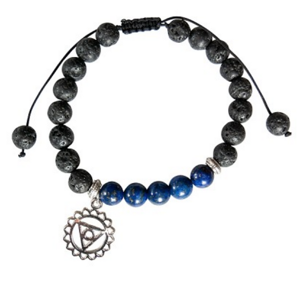 Bracelet chakra lapis lazuli & lave troisième oeil