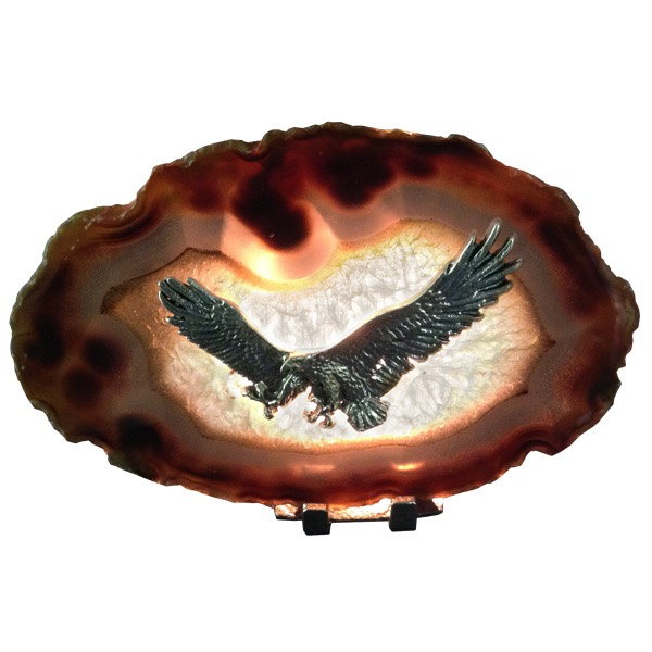 Agate slice eagle pewter