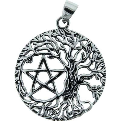Pendant pentacle in tree sterling silver