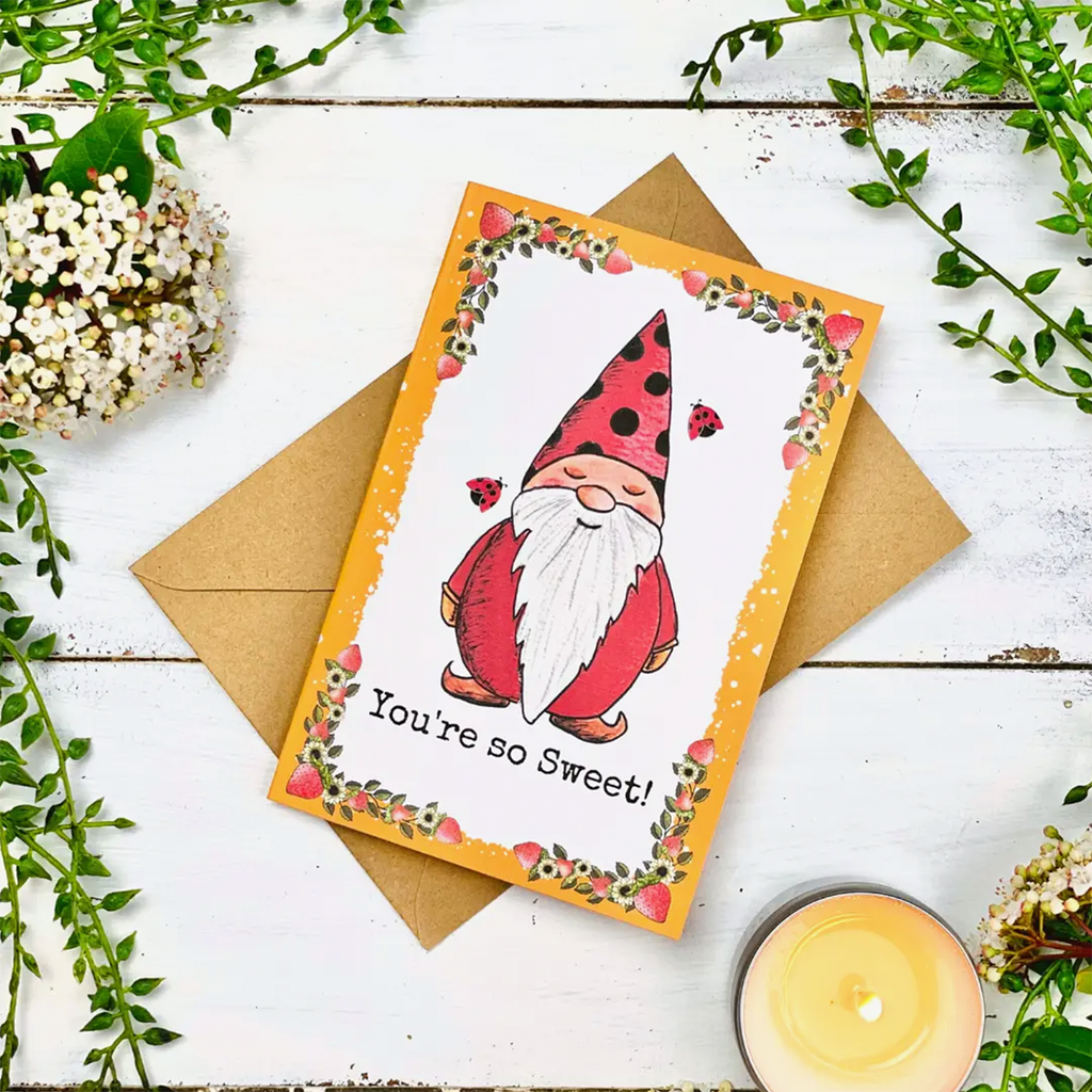 Hand Illustrated Greeting Card - Ladybug Gnome