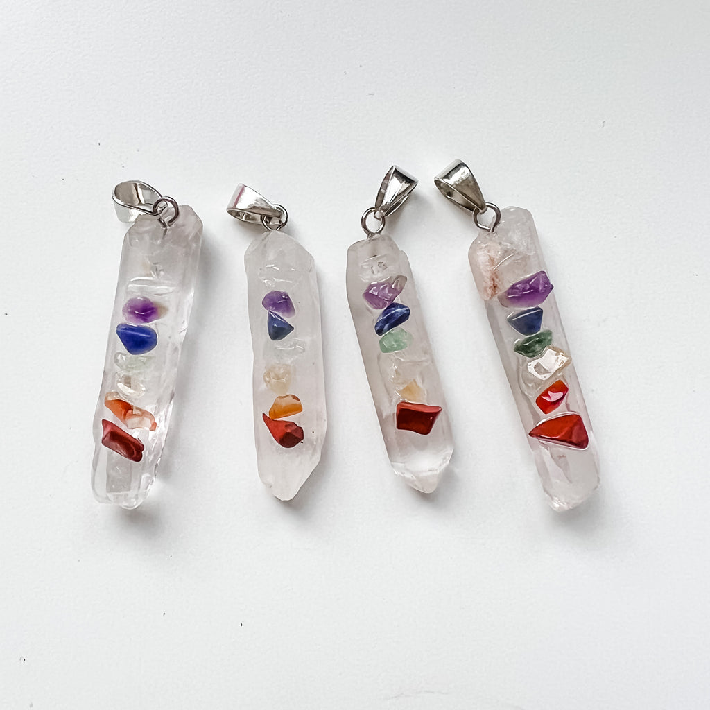 Pendentif chakra pointe de quartz